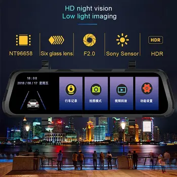 

Driving Recorder Camera Car Video Recorder Ultrathin Dash Camera Dual Lens Night Vision Rearview Mirror 9.66 Inch Portable