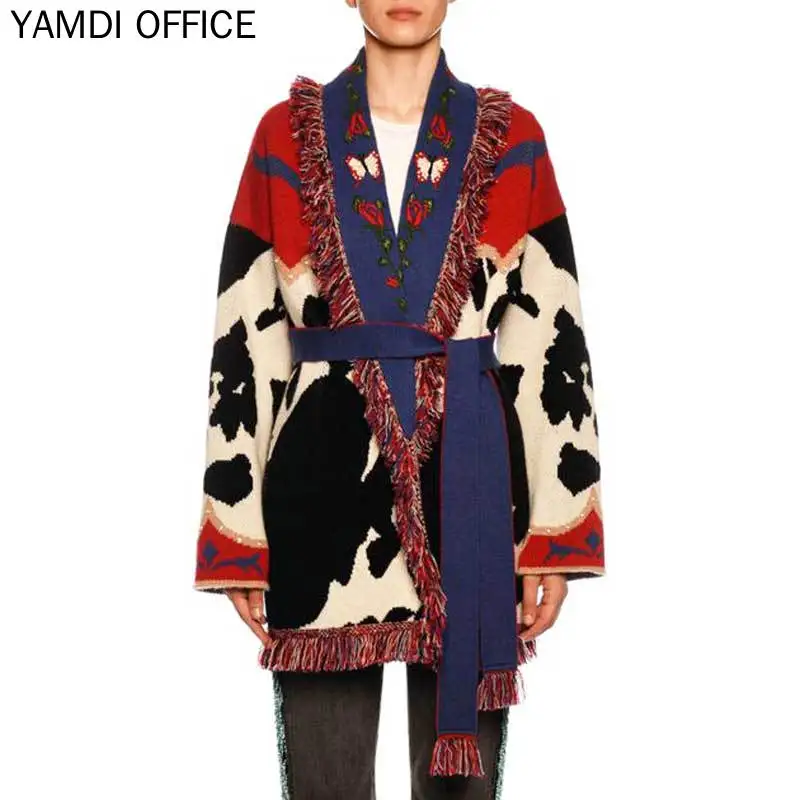 #^Special Price YAMDI autumn winter cardigan sweater women cotton embroidery shawl lapel print floral bohemian thick jumper knittted sweater #^Special Price YAMDI autumn winter cardigan sweater women cotton embroidery shawl lapel print floral bohemian thick jumper knittted sweater