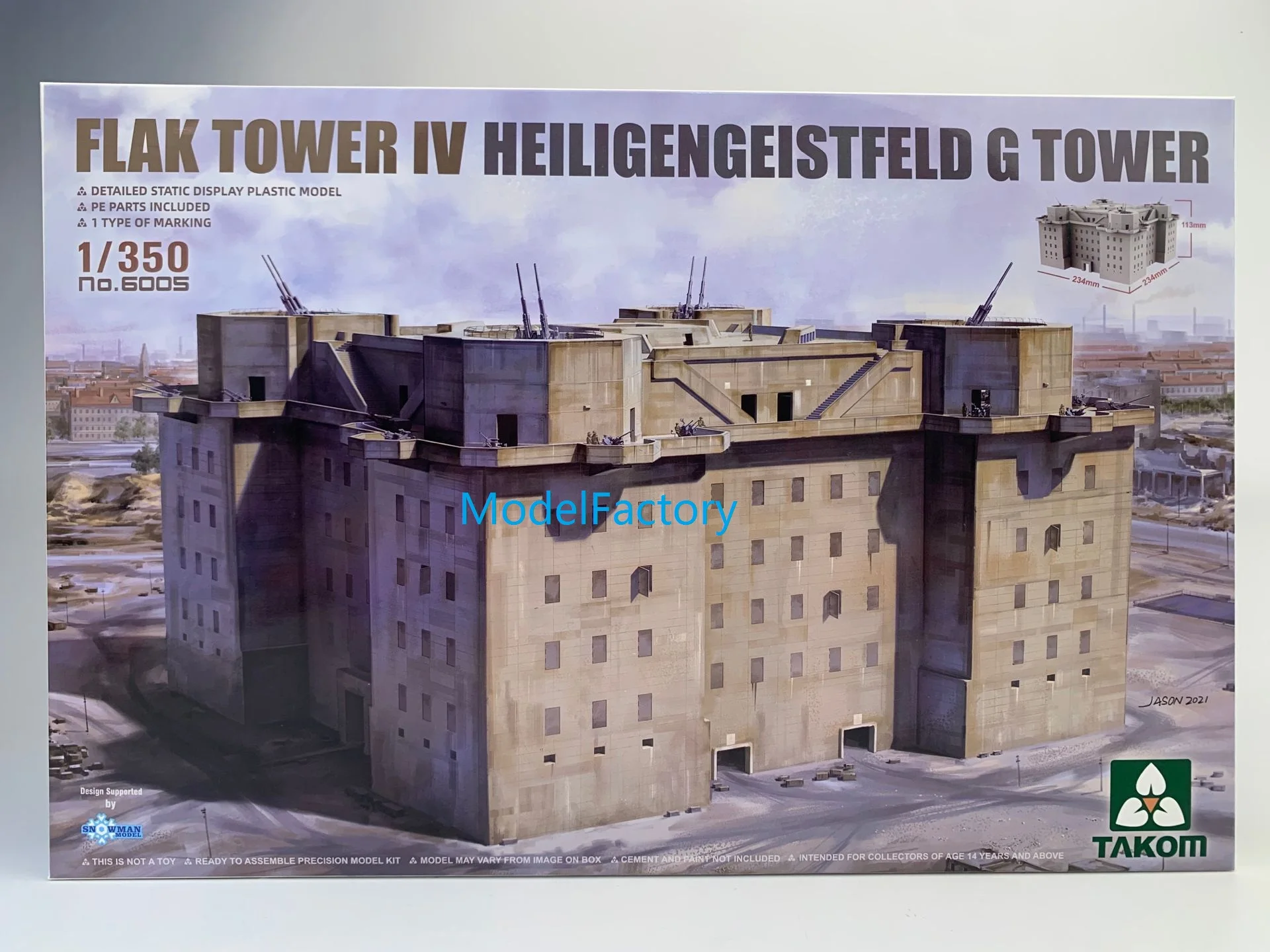 Takom 6005 1/350 German Flak Tower IV Heiligengeistfeld G Model Kit |