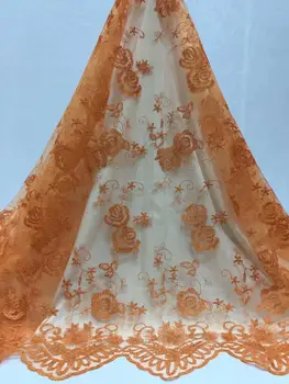 

African Lace Fabric 5 yards High Quality Guipure Lace Tulle French Embroidered Mesh Lace Fabric Gold White Blue Wedding Party ,