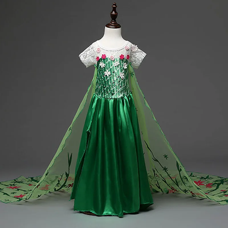 

New Elsa Princess dress sleeve girl costume snow white party dress Anna girls party clothes vestidos infantis Congelados disfraz