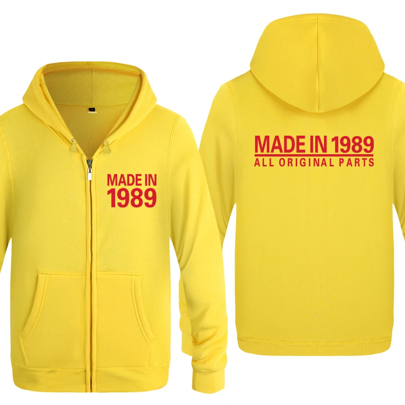 Сделано в 1989, все оригинальные части, подарок на день рождения, мужские свитшоты, мужские флисовые толстовки на молнии с капюшоном, кардиганы