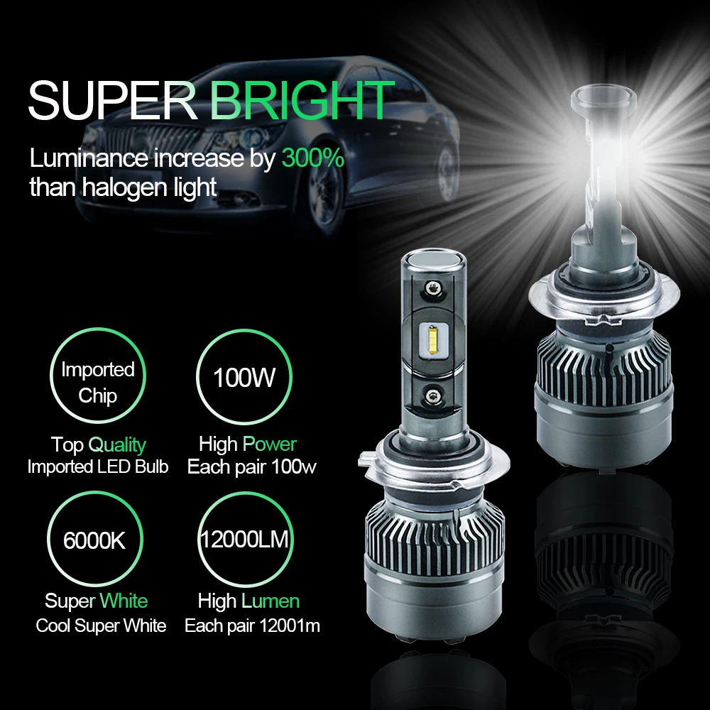 2 шт. H1 H3 H7 H8 H11Car фары лампочки Canbus CSP-1860 светодиодный H27/880/881 HB3 9005 HB4 9006 9012 HIR2 автоматическое Противотуманные фары 6000 К белый свет