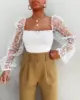 Women Mesh Sheer Blouse Chiffon See-through Long Sleeve Top Shirt Blouse Fashion Organza Transparent White Shirt Female Blusas 4
