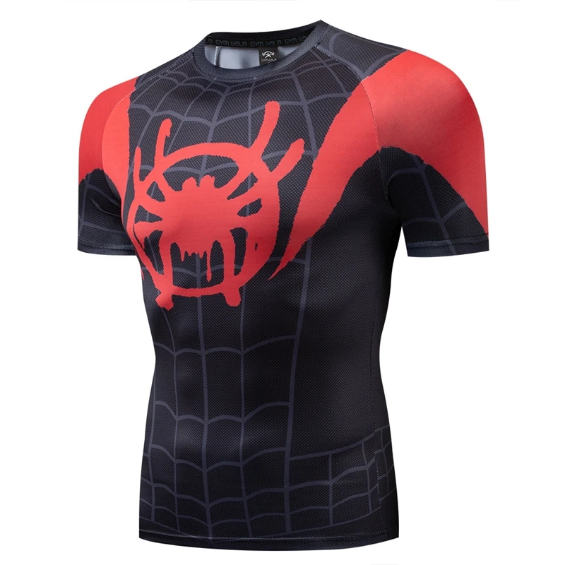 Компрессионная футболка для бега, Мужская Spider-man, топы для косплея, фитнес-тренировки, Спортивная футболка, Мужская быстросохнущая футболка для спортзала, Рашгард