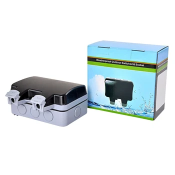

IP66 2 Slot Wall Socket Dustproof Surface-Mounted Protective Contact Weatherproof Adapter with Hinged Cover for Outdoor Use