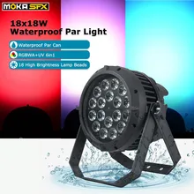 Led 18*18w à prova drágua par luz rgbwa + uv 6in1 efeito de controle dmx para festa ktv palco mostrar ao ar livre luzes de festa de discoteca