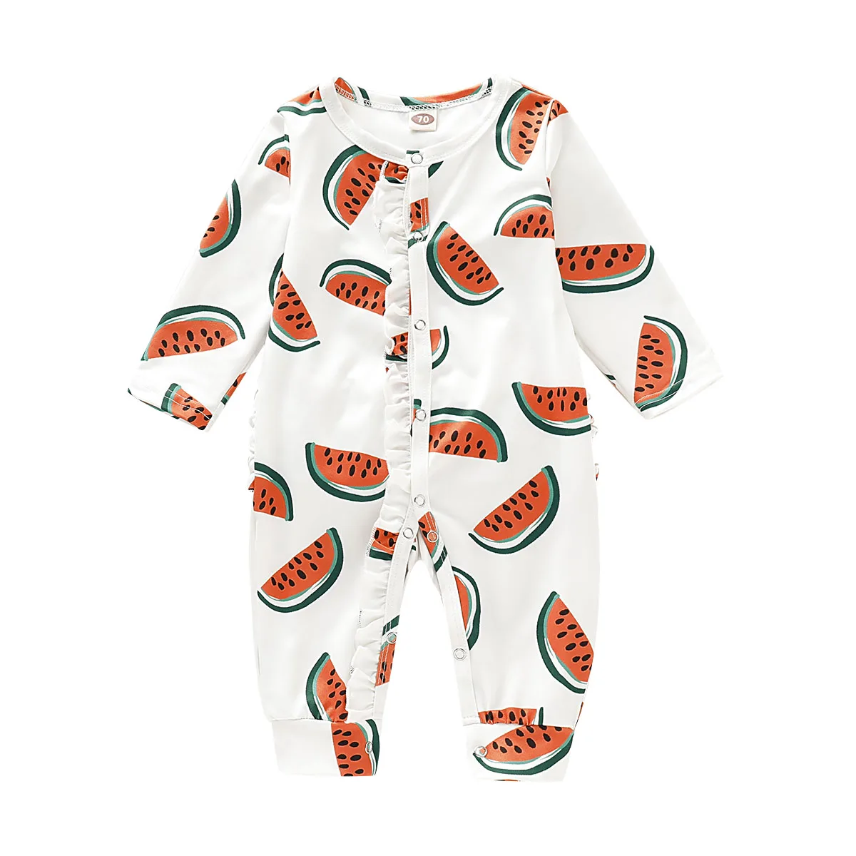 Белый Newborn Kids Baby Girls Boys 0-18M Romper Jumpsuit Long Sleeve Cotton Clothes - Цвет: Белый