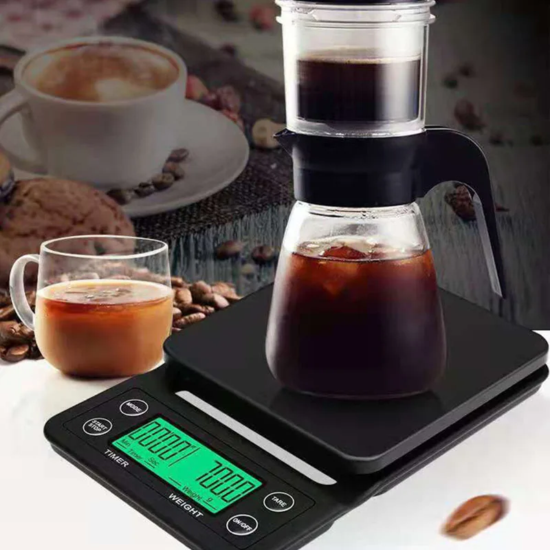 

3kg/5kg x 0.1g High Precision LCD Display Scales Coffee Weighing Drip Coffee Scale with Timer 3000g 5000g Digital Kitchen Scale