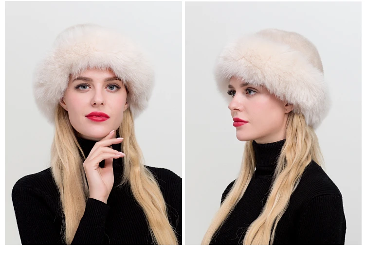ZDFURS* Новое поступление Брендовая женская шапка из натурального меха норки бренд Fox fur Trim натуральная норковая шапка вся кожа зимняя русская Снежная фетровая шапка