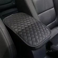 

Black Car Armrest Pad Covers Leather Plaid Universal Center Console Auto Seat Armrests Box Pad
