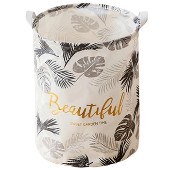 

Cotton Linen Laundry Basket Palm Leaf Foldable Dirty Clothes Storage Baskets Nursery Kids Toys Organizer Hamper