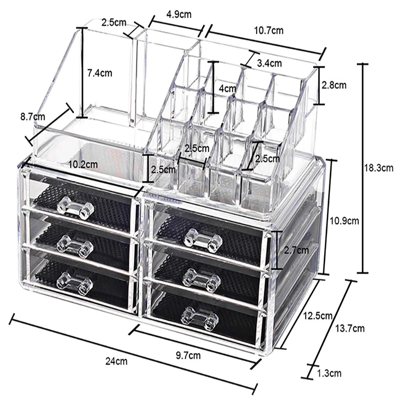 Household Acrylic Transparent Makeup Organizer Storage Box Make Up