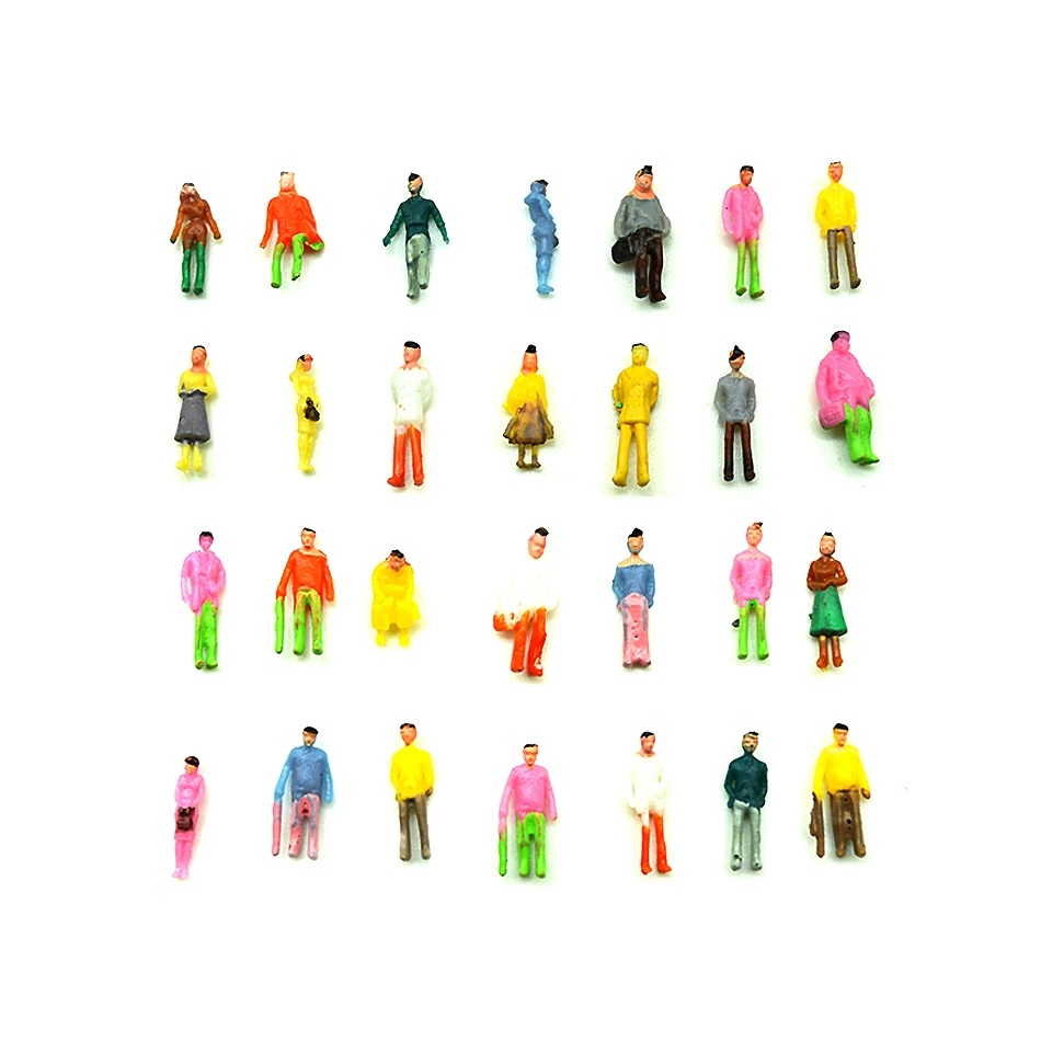 100pcs Painted Figures Model People for Railway Train Layout Scenery 1:100 Scale