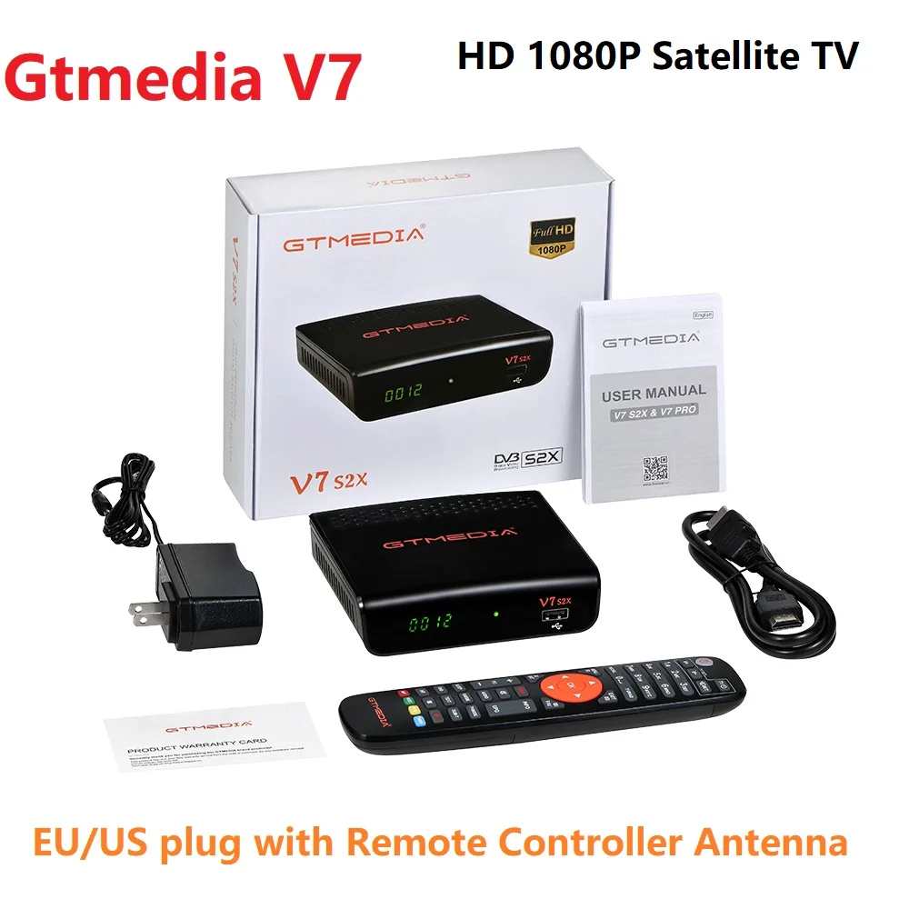 

Gtmedia V7 Satellite Receiver HD 1080P EU US Plug Set Top Box TV DVB-S2 Receiver Digital Wifi with Antenna Remote Controller