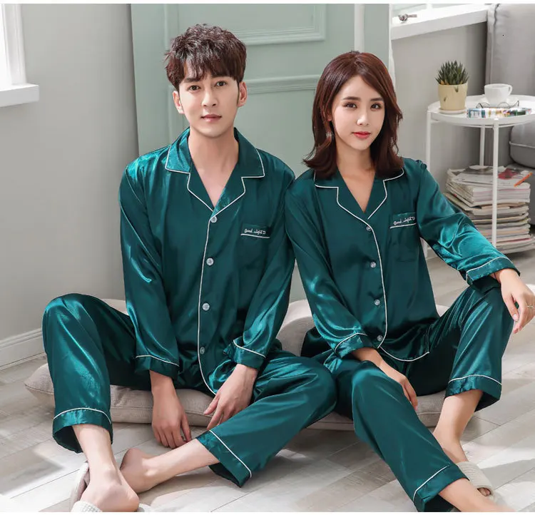 ZiXing Women Mens Couple Satin Pajamas 3 Piece Set Vest Nightwear with Bathrobes