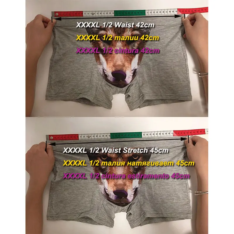 Cotton Men's Underwear Boxer Shorts L-4XL Mid Waist Wolf Panties Animal  Print Seamless Underpants Wholesale Sexy Elephant Briefs