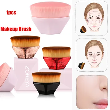 

Foundation Makeup Brush Flat Top Kabuki Hexagon Face Blush Powder Foundation Brush for Cream Cosmetics Make Up Tool