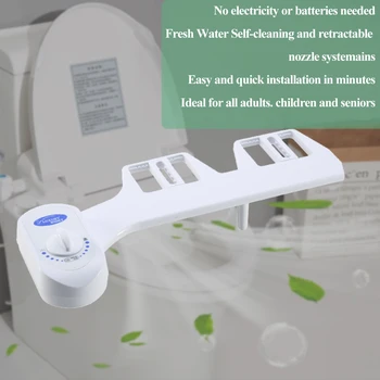 

Bidet Toilet Seat Single Nozzle Water Spray Non-Electric Mechanical Attachment for Home White Cleaning Tool