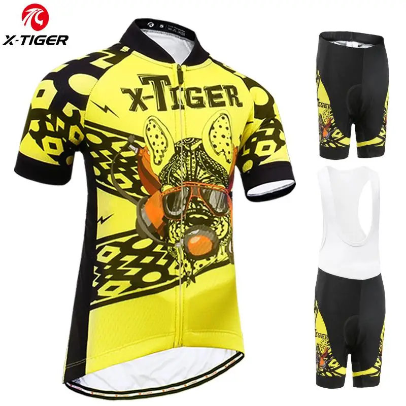 

X-TIGER Short Sleeves Kids Cycling Set Summer Children Bicycle Clothing Quick-Dry Boy&Girl Cycling Jersey Set Kids bike Clothes
