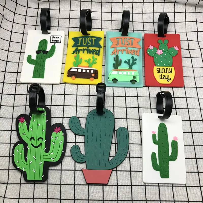 

1pcs Cartoon Cactus Creative Luggage Tag Silica Gel Travel Accessories Suitcase Case Portable Label ID Address Holder