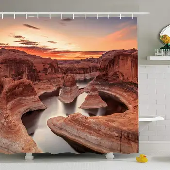 

Shower Curtain Set with Hooks 66x72 Amazing River Sunrise Lake Powell Daybreak Summer Utah USA Nature Boating Parks indoor Water