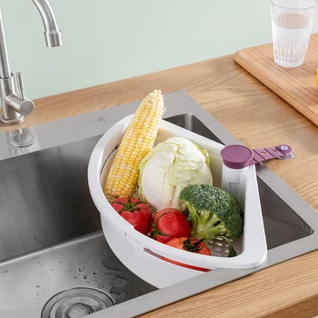 

Collapsible Corner Sink Drain Rack Shelf Suction Cup Sink Drain Basket Bowl Sponge Holder Kitchen Bathroom Storage Organizer