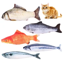 5 uds., juguetes de pesca de hierba gatera, juguetes para mascotas, peluche suave en 3D, forma de pez, 20cm de longitud, juguetes para gatos, regalos interactivos(China)