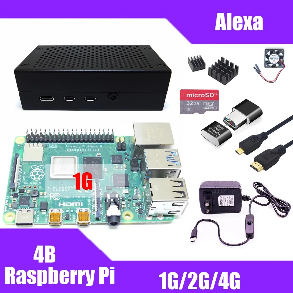 Выпуск Raspberry Pi 4 Модель B BCM2711 четырехъядерный процессор 1,5 ГГц 1 ГБ/2 ГБ/4 ГБ SDRAM комплект макетной платы - Цвет: 1G