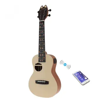 

Populele Q1 23 Inch Concert Smart Ukulele Cat Ear Style Spruce Wood Acoustic 4 Strings Guitar with APP Teaching