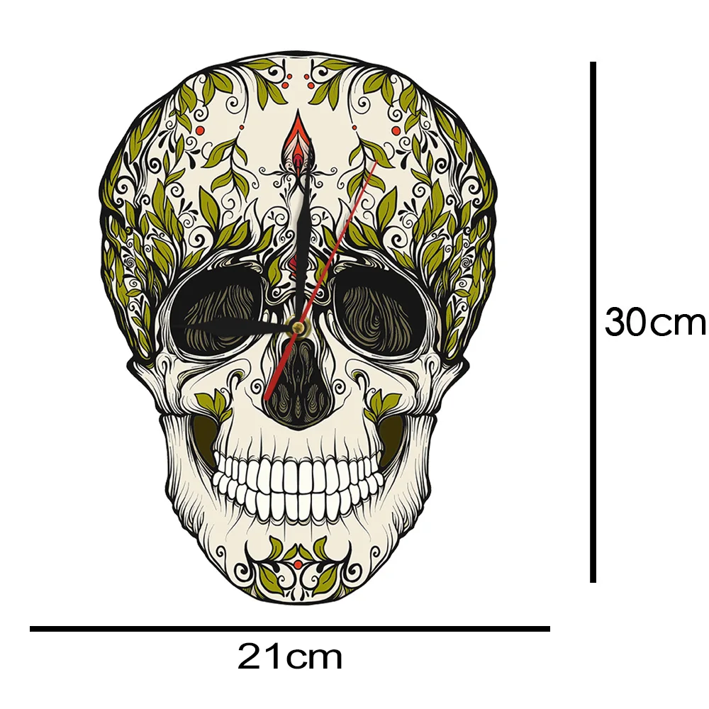 День мертвых сахарный череп печатные акриловые настенные часы Мандала скелет не тикающие часы Хэллоуин Мексиканская традиционная Искусство часы