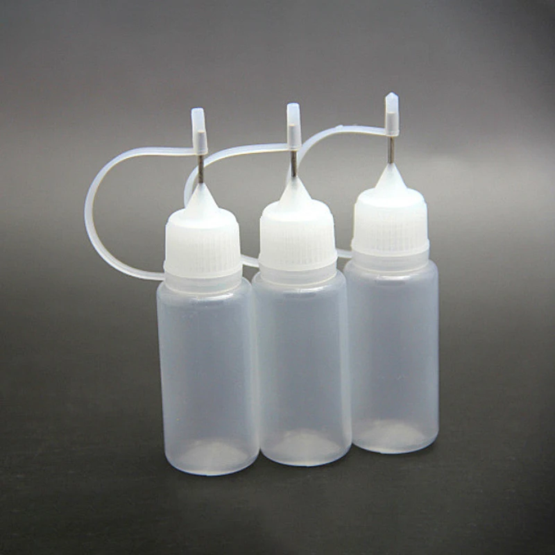 1/3/5Pcs 10ml Plastic Clear Needle Tip Glue Bottles Empty Dropper ...