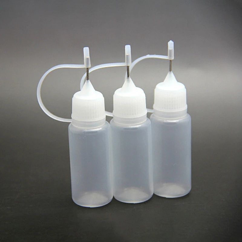 1/3/5Pcs 10ml Plastic Clear Needle Tip Glue Bottles Empty Dropper