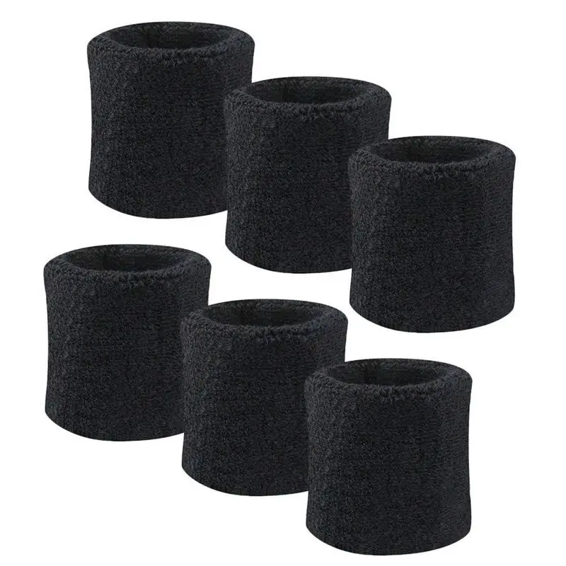 

6 Pack Men Women Wrist Sweatband Sports Wristband for Running, Gym Workout, Exercise, Football and More (black))