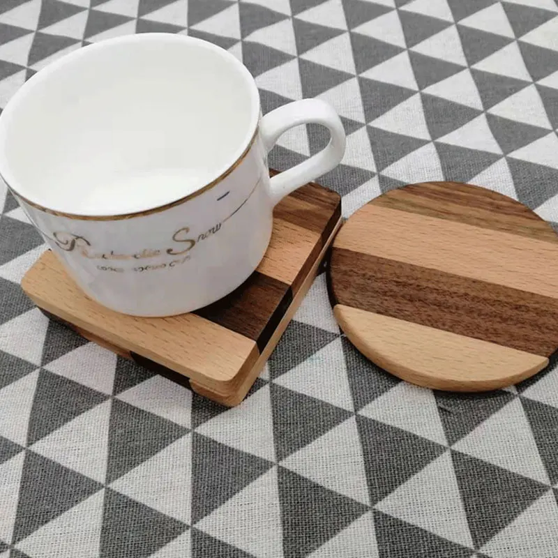 

Pratical Durable Wood Coasters Placemats Round Heat Resistant Drink Cup Insulated Table Tea Coffee Glasses Pad Non-slip cup mat