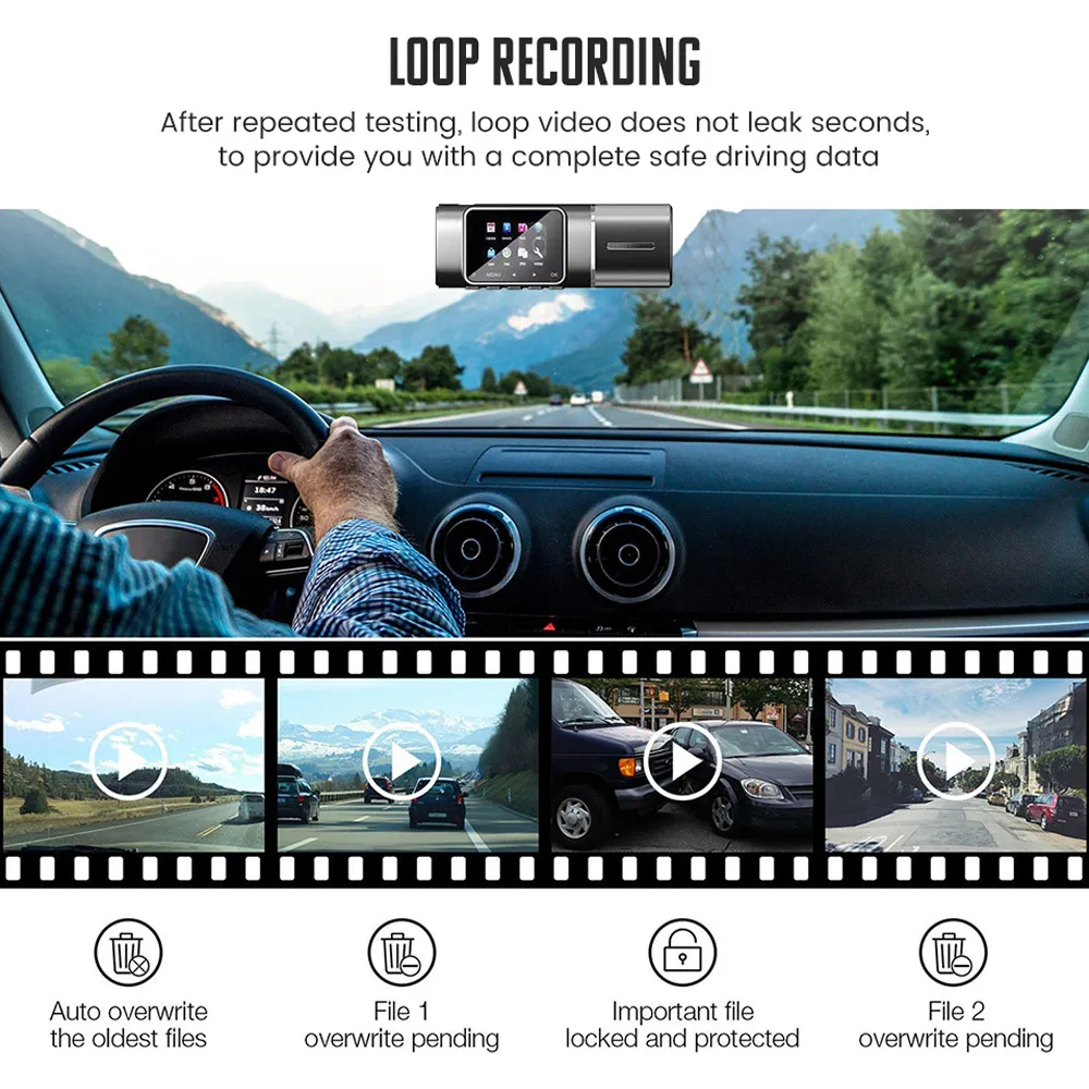 AOSHIKE Автомобильная dvr камера Full HD 1080P DVR рекордер Dash Cam для транспорта, с двумя объективами камера ночного видения Автомобильная камера рекордер g-сенсор