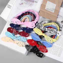Women Rabbit Ear Print Headbands Retro Hair Accessories Knotted Turban Bandanas Hairband Headwrap Hair Bands Fashion 2021