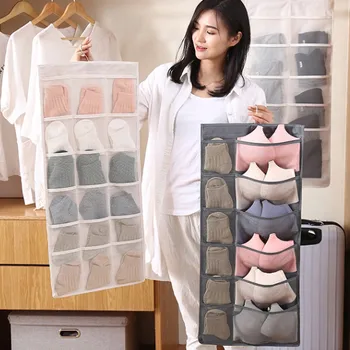 

Double Side Net Multi-function Home Foldable Wall Mounted Storage Bag Hanging Double-Sided Closet Underwear Bra Sock Organizer