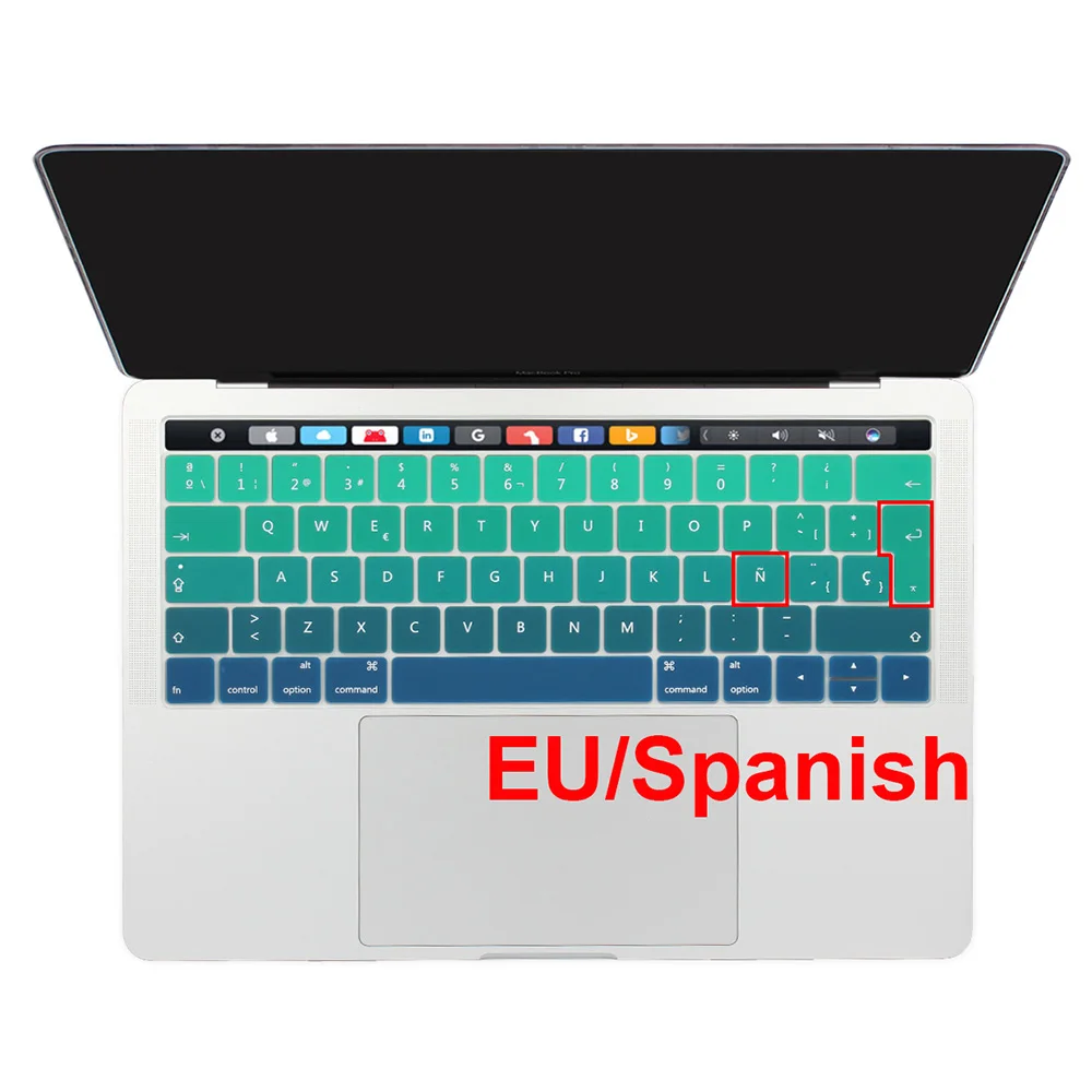 Раскладка Европейской испанской клавиатуры, крышка градиентного цвета для // MacBook Pro retina 1" 15" дюймов с сенсорной панелью/ID A1989 A1706