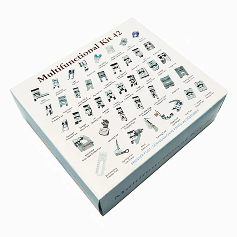 42pcs plastic box 30/32/42/52 шт для Brother Singer многофункциональный бытовой швейной машины аксессуары для потайной строчки штопки лапка средства ухода за кожей стоп комплект - Цвет: 42pcs plastic box