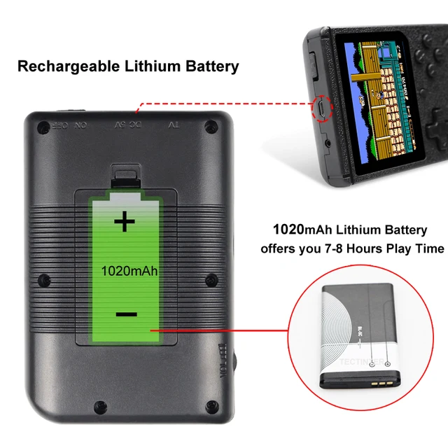 ريترو محمول صغير محمول لعبة فيديو وحدة التحكم 8 بت 3.0 بوصة لون LCD أطفال لون لعبة لاعب المدمج في 400 ألعاب 5