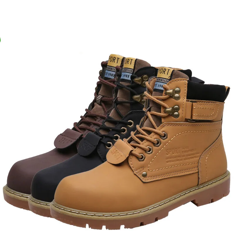 2021Men Winter Ankle Boots Casual Shoes Outdoor Autumn Leather Waterproof Work Warm Military Army Botas | Обувь