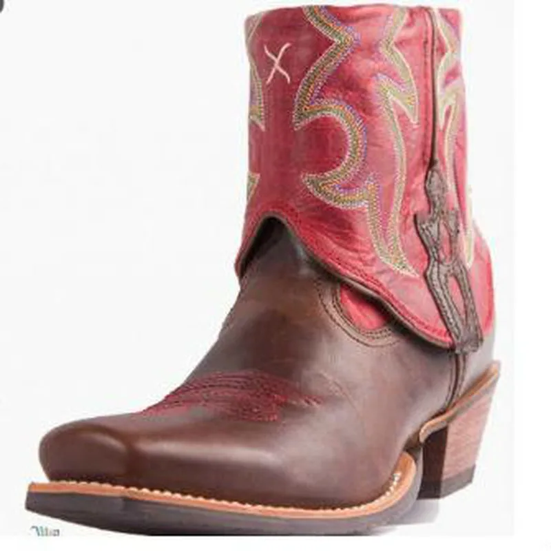 

Women mid-calf boots high heels autumn vintage PU leather plus size embroidery shoes gladiator booties woman zapatos mujer