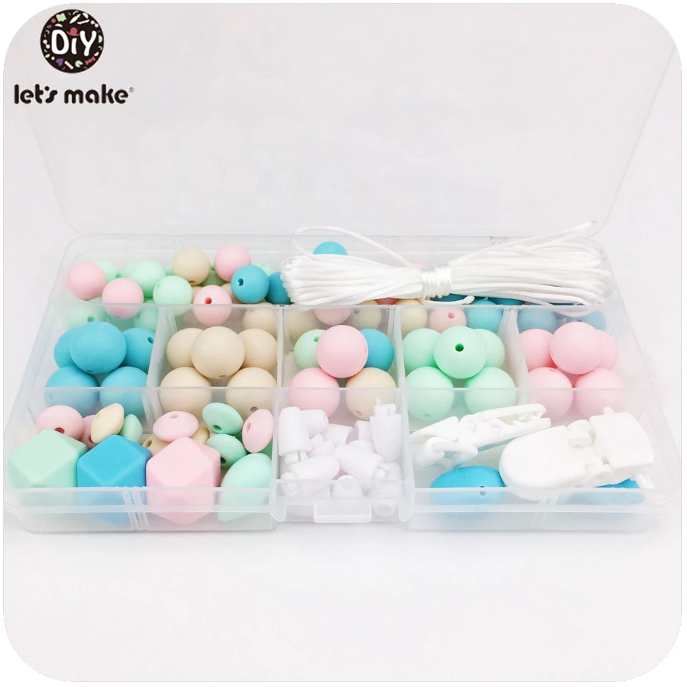 

1set Baby toys teething nursing accessories hand made pacifier clip chain DIY crafts beads set teething jewelry rattle