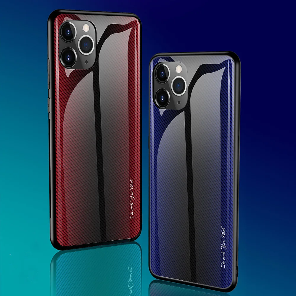Винтажные чехлы с закаленным стеклом для IPhone 11 Pro ударопрочный задний градиентный цветной бампер для iPhone 11 11 Pro