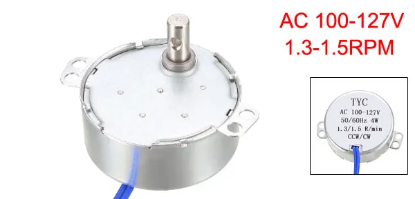 Uxcell Электрический синхронный металлический редукторный двигатель AC 100-127V 0,8-54 RPM 50-60Hz CCW/CW 4W Постоянный магнит простой в использовании