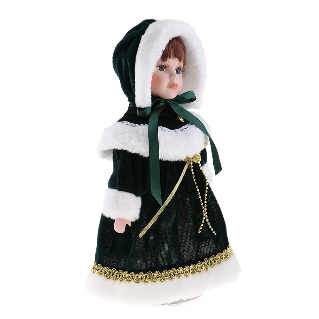 1/6 Victorian Porcelain Doll In Winter Plush Clothes with Stand Action Figures Accessory Home Decor Kids Children Birthday Gifts