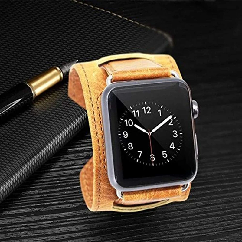 Ремешок для Apple watch 42 мм сменный Браслет из натуральной кожи 44 мм с безопасной металлической застежкой Пряжка для iwatch 5 Sport Edition коричневый