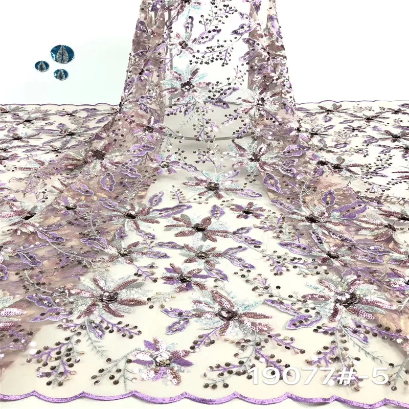 Madison High Quality African Lace Fabric with Sequins Flower Pattern French Tulle Mesh Lace Fabric Nigerian Sequence Lace - Цвет: as picture6