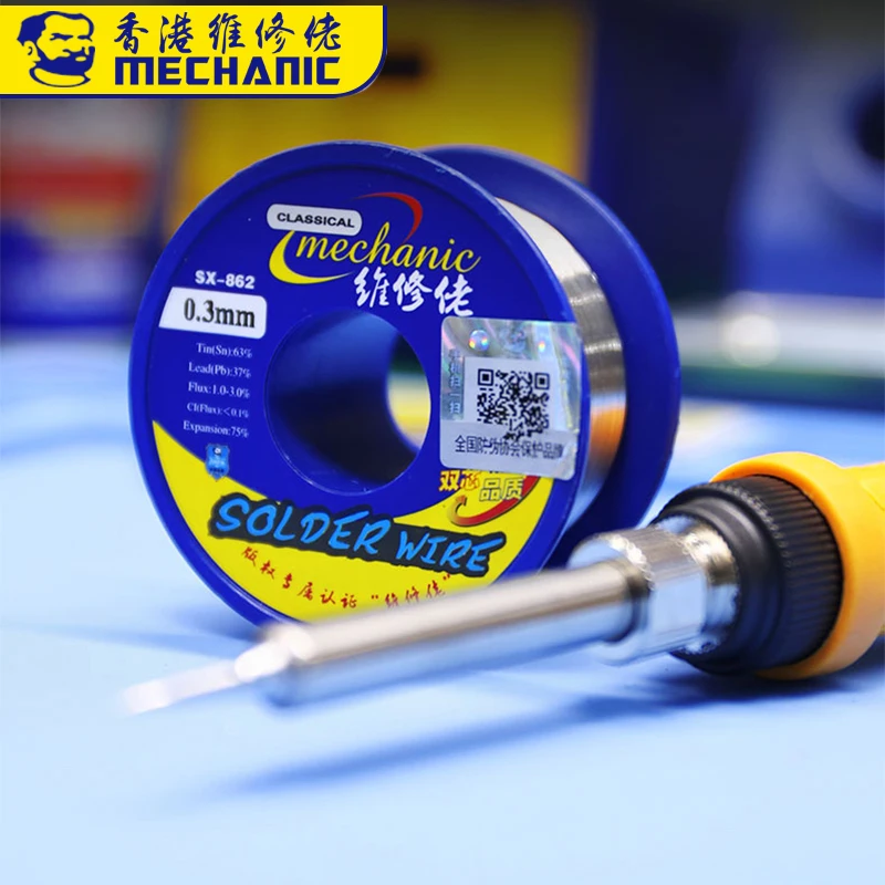 

MECHANIC Double Core Solder Wire 0.3/0.4/0.5/0.6/0.8/1.0/1.2/1.5/1.8mm 60g Rosin Leaded Solda Welding Wire BGA Soldering Tools